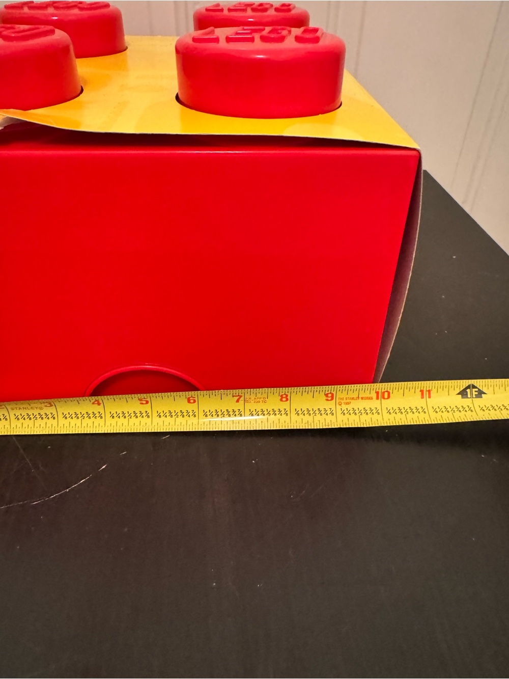 LEGO Storage Brick Red 4 Knob Container Organizer Box 10” Square 6” Tall - Picture 4 of 5